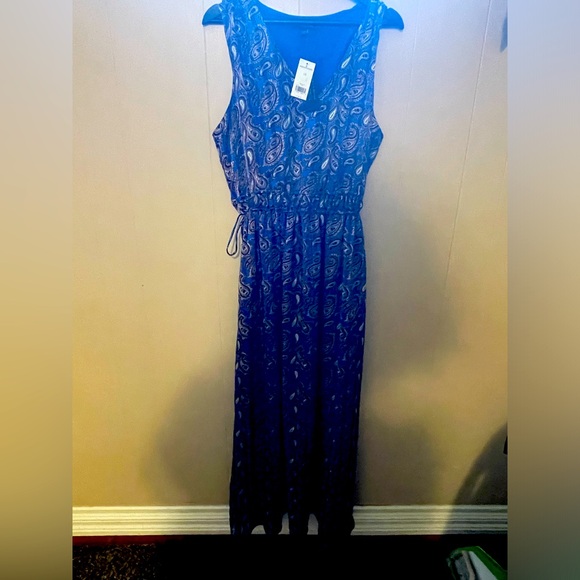 NWT Beautiful Banana Republic Blue Paisley print maxi dress - Picture 3 of 3